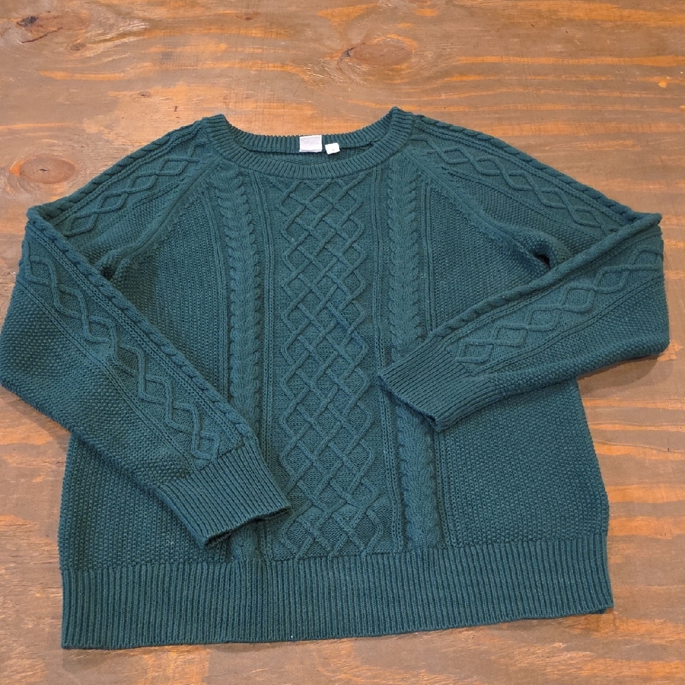GAP Deep Green Cable Knit Sweater
